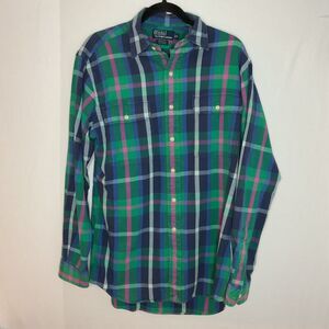 Polo Ralph Lauren Shirt Mens S Green Long Sleeve Plaid Flannel Whitfield Western